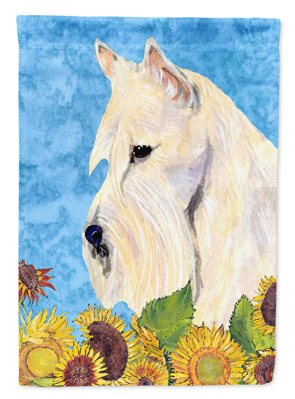 Scottish Terrier in Summer Flowers House Flag 28x40 Porch Sleeve Pole Decorative Outside Yard Banner Artwork Wall Hanging, Polyester
