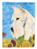 Scottish Terrier in Summer Flowers House Flag 28x40 Porch Sleeve Pole Decorative Outside Yard Banner Artwork Wall Hanging, Polyester