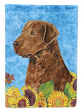 Curly Coated Retriever in Summer Flowers House Flag 28x40 Porch Sleeve Pole Decorative Outside Yard Banner Artwork Wall Hanging, Polyester