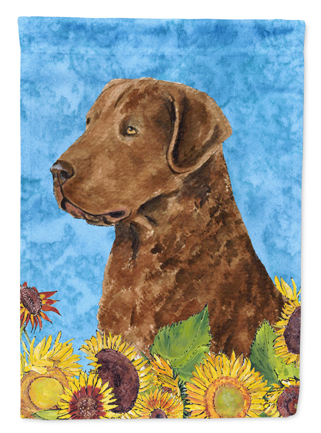 Curly Coated Retriever in Summer Flowers House Flag 28x40 Porch Sleeve Pole Decorative Outside Yard Banner Artwork Wall Hanging, Polyester
