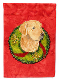 Golden Retriever Cristmas Wreath House Flag 28x40 Porch Sleeve Pole Decorative Outside Yard Banner Artwork Wall Hanging, Polyester