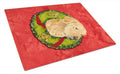 Golden Retriever Cristmas Wreath Cutting Board Tempered Glass Kitchen Cutting Surface, Heat Resistant Chopping, Non-Slip Feet, Food Prep & Serving