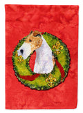 Fox Terrier Cristmas Wreath House Flag 28x40 Porch Sleeve Pole Decorative Outside Yard Banner Artwork Wall Hanging, Polyester
