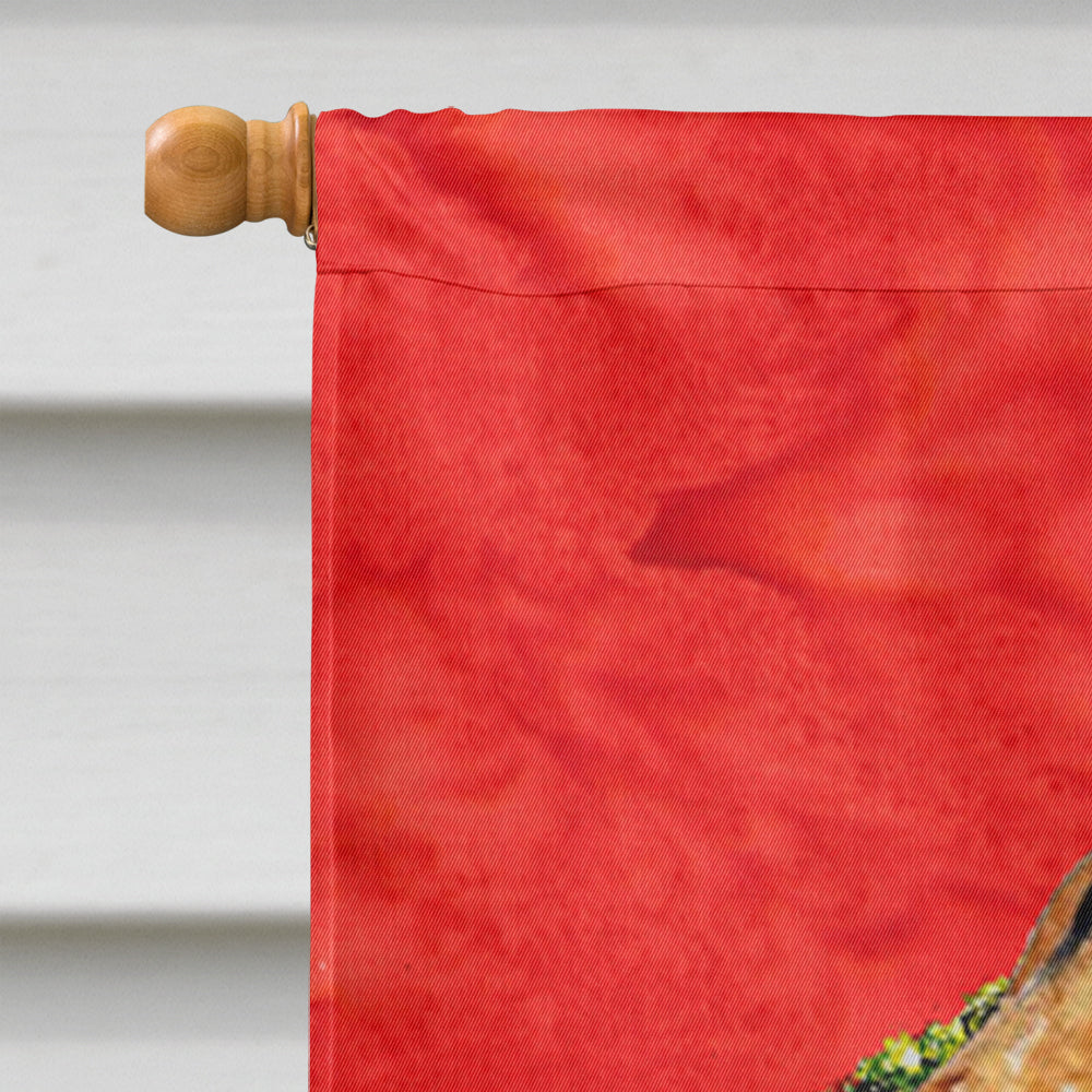 Fox Terrier Cristmas Wreath House Flag 28x40 Porch Sleeve Pole Decorative Outside Yard Banner Artwork Wall Hanging, Polyester