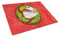 Fox Terrier Cristmas Wreath Cutting Board Tempered Glass Kitchen Cutting Surface, Heat Resistant Chopping, Non-Slip Feet, Food Prep & Serving