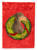 Doberman Cristmas Wreath House Flag 28x40 Porch Sleeve Pole Decorative Outside Yard Banner Artwork Wall Hanging, Polyester