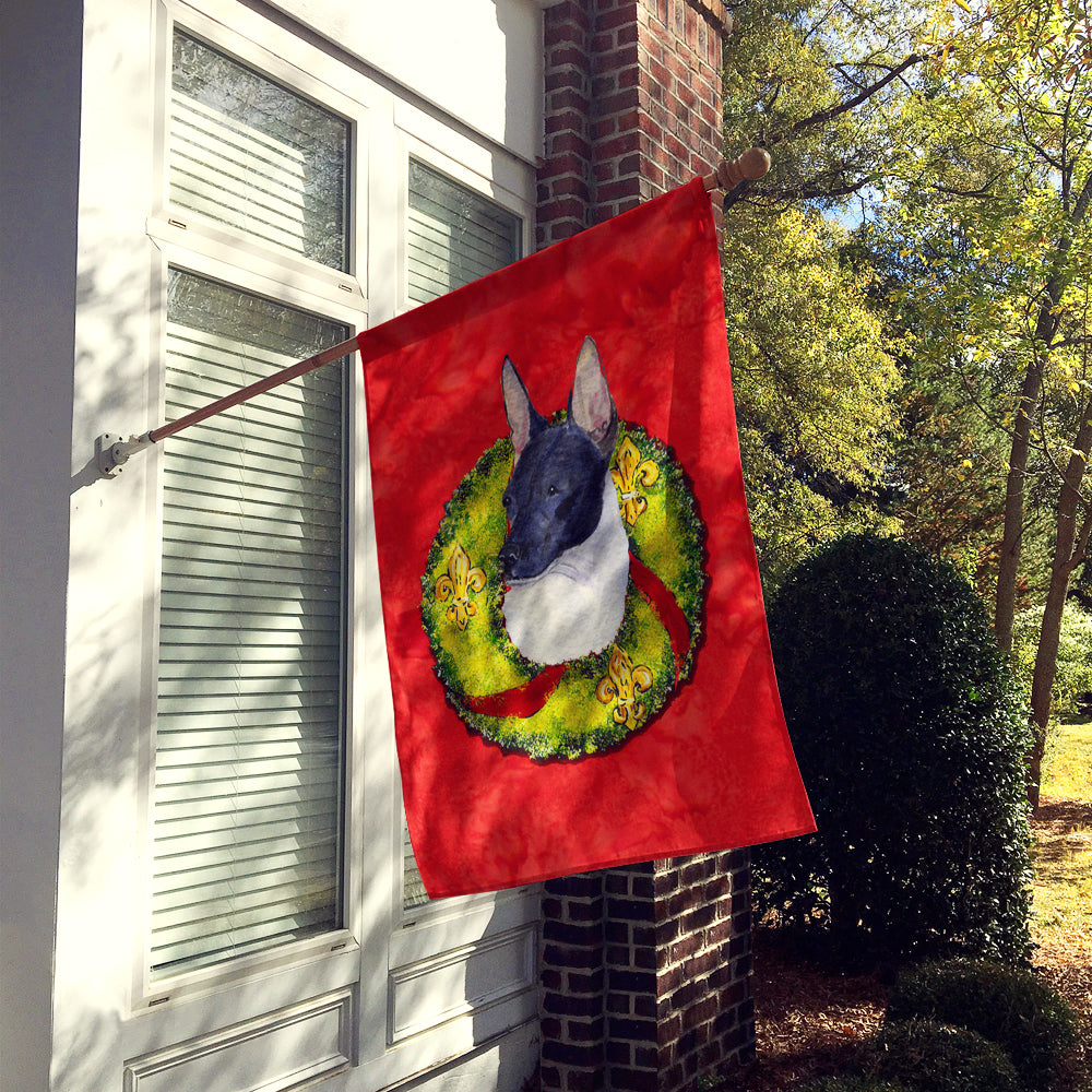 Rat Terrier Cristmas Wreath House Flag 28x40 Porch Sleeve Pole Decorative Outside Yard Banner Artwork Wall Hanging, Polyester