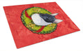 Rat Terrier Cristmas Wreath Cutting Board Tempered Glass Kitchen Cutting Surface, Heat Resistant Chopping, Non-Slip Feet, Food Prep & Serving