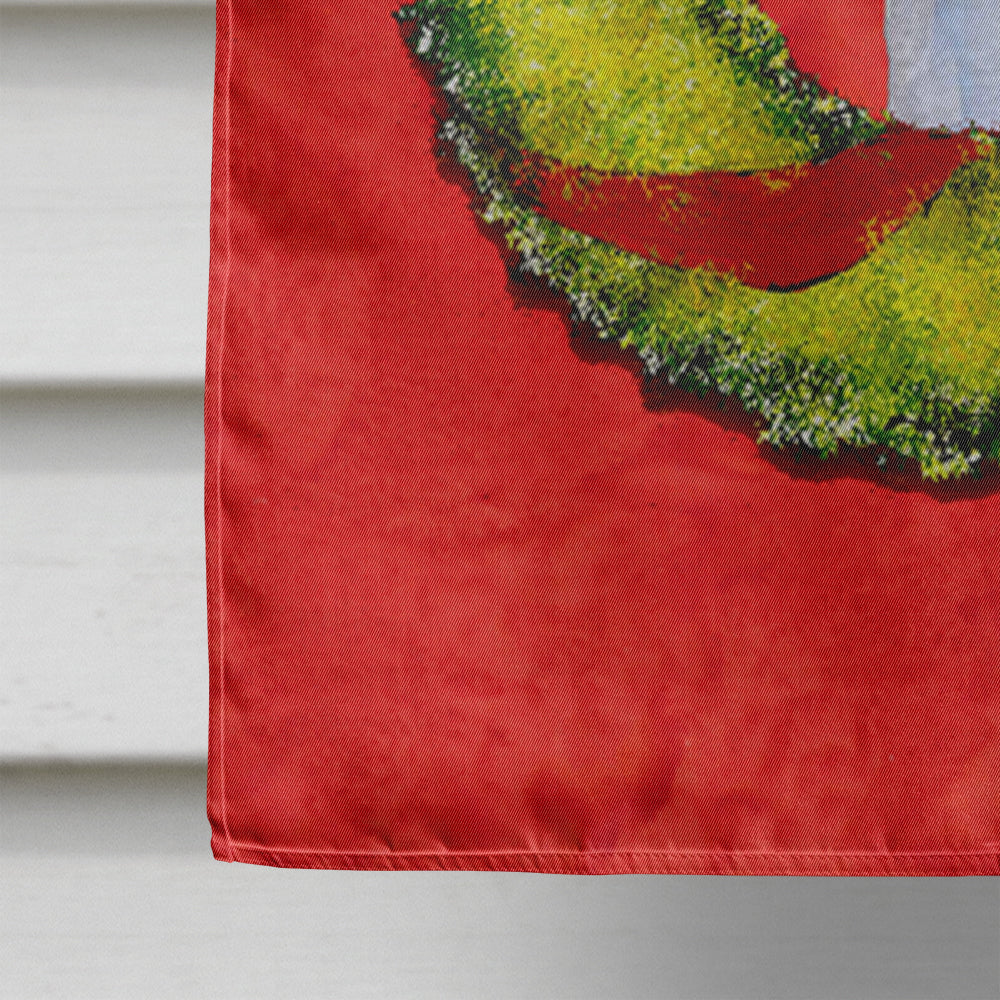 Bedlington Terrier Cristmas Wreath House Flag 28x40 Porch Sleeve Pole Decorative Outside Yard Banner Artwork Wall Hanging, Polyester