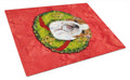 Bulldog English Cristmas Wreath Cutting Board Tempered Glass Kitchen Cutting Surface, Heat Resistant Chopping, Non-Slip Feet, Food Prep & Serving