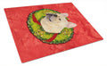 French Bulldog Cristmas Wreath Cutting Board Tempered Glass Kitchen Cutting Surface, Heat Resistant Chopping, Non-Slip Feet, Food Prep & Serving