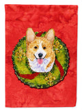 Corgi Cristmas Wreath House Flag 28x40 Porch Sleeve Pole Decorative Outside Yard Banner Artwork Wall Hanging, Polyester