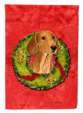 Dachshund Cristmas Wreath House Flag 28x40 Porch Sleeve Pole Decorative Outside Yard Banner Artwork Wall Hanging, Polyester