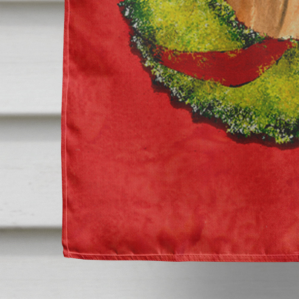 Dachshund Cristmas Wreath House Flag 28x40 Porch Sleeve Pole Decorative Outside Yard Banner Artwork Wall Hanging, Polyester