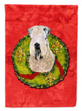 Wheaten Terrier Soft Coated Cristmas Wreath House Flag 28x40 Porch Sleeve Pole Decorative Outside Yard Banner Artwork Wall Hanging, Polyester