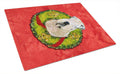 Wheaten Terrier Soft Coated Cristmas Wreath Cutting Board Tempered Glass Kitchen Cutting Surface, Heat Resistant Chopping, Non-Slip Feet, Food Prep & Serving