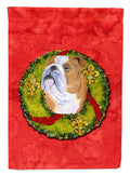 Bulldog English Cristmas Wreath House Flag 28x40 Porch Sleeve Pole Decorative Outside Yard Banner Artwork Wall Hanging, Polyester