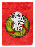 Dalmatian Cristmas Wreath House Flag 28x40 Porch Sleeve Pole Decorative Outside Yard Banner Artwork Wall Hanging, Polyester