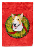 Bull Terrier Cristmas Wreath House Flag 28x40 Porch Sleeve Pole Decorative Outside Yard Banner Artwork Wall Hanging, Polyester
