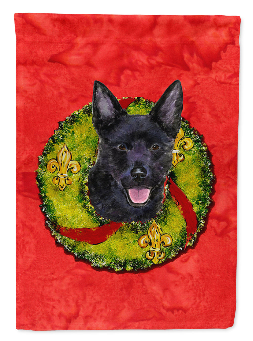 Australian Kelpie Cristmas Wreath House Flag 28x40 Porch Sleeve Pole Decorative Outside Yard Banner Artwork Wall Hanging, Polyester