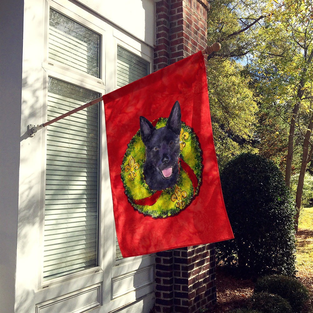 Australian Kelpie Cristmas Wreath House Flag 28x40 Porch Sleeve Pole Decorative Outside Yard Banner Artwork Wall Hanging, Polyester
