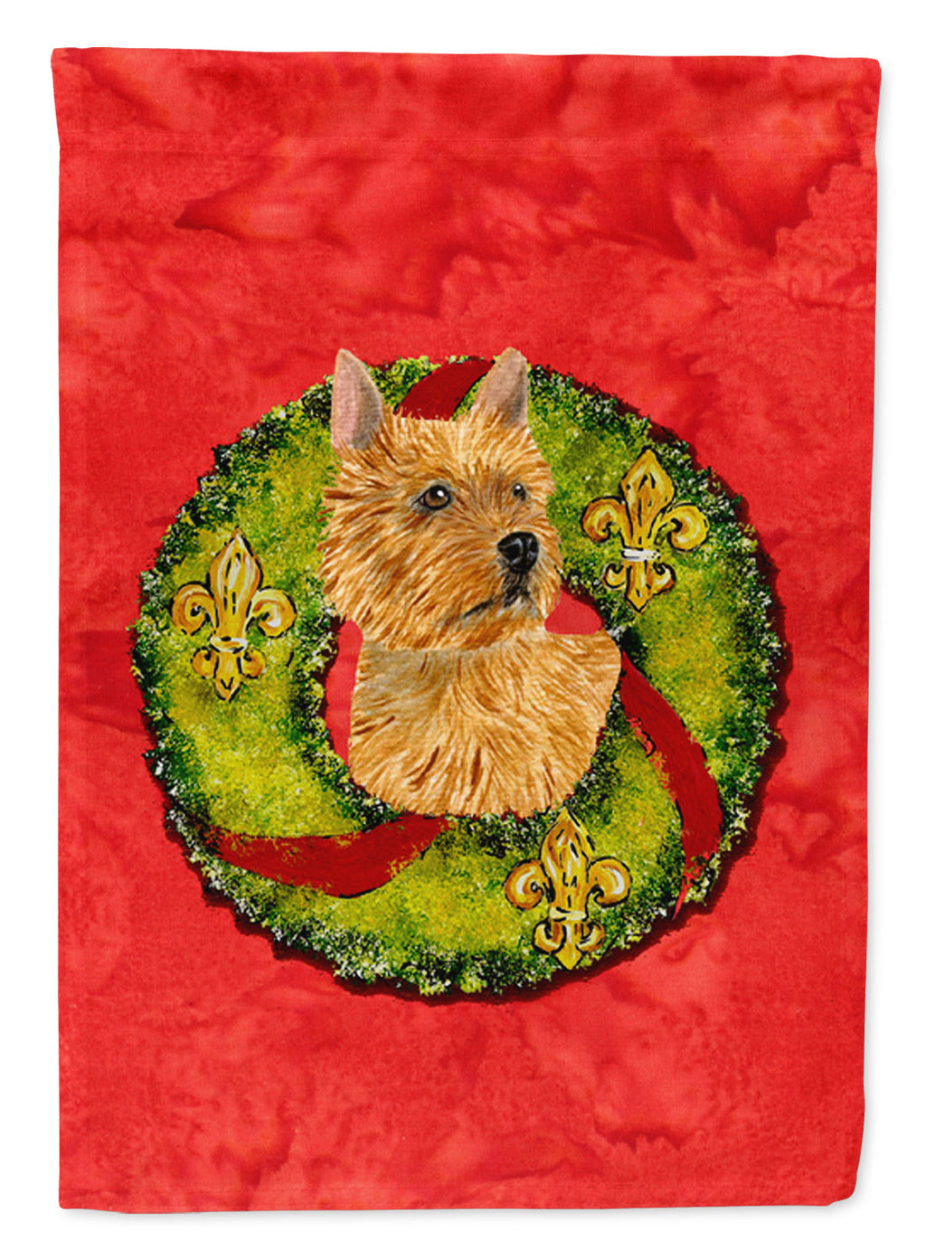 Norwich Terrier Cristmas Wreath House Flag 28x40 Porch Sleeve Pole Decorative Outside Yard Banner Artwork Wall Hanging, Polyester