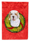 Clumber Spaniel Cristmas Wreath House Flag 28x40 Porch Sleeve Pole Decorative Outside Yard Banner Artwork Wall Hanging, Polyester