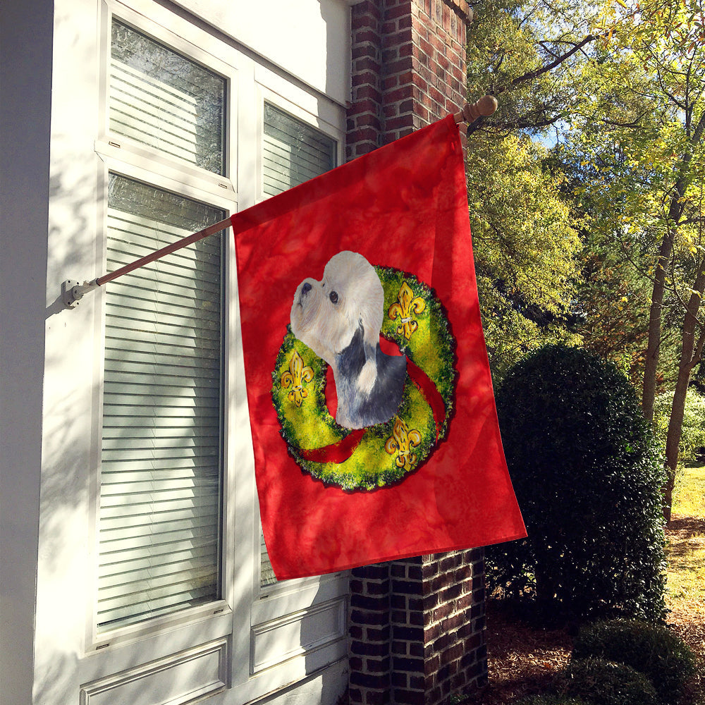 Dandie Dinmont Terrier Cristmas Wreath House Flag 28x40 Porch Sleeve Pole Decorative Outside Yard Banner Artwork Wall Hanging, Polyester