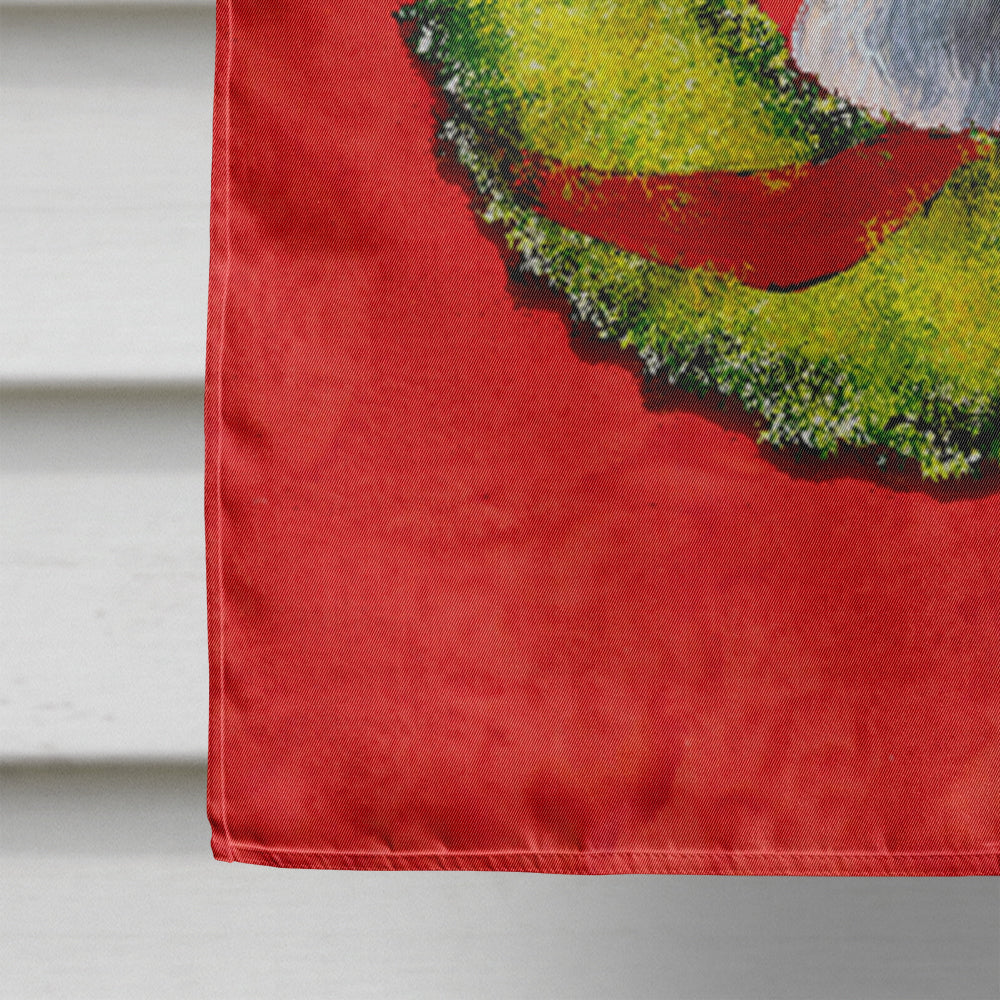 Dandie Dinmont Terrier Cristmas Wreath House Flag 28x40 Porch Sleeve Pole Decorative Outside Yard Banner Artwork Wall Hanging, Polyester