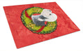 Dandie Dinmont Terrier Cristmas Wreath Cutting Board Tempered Glass Kitchen Cutting Surface, Heat Resistant Chopping, Non-Slip Feet, Food Prep & Serving