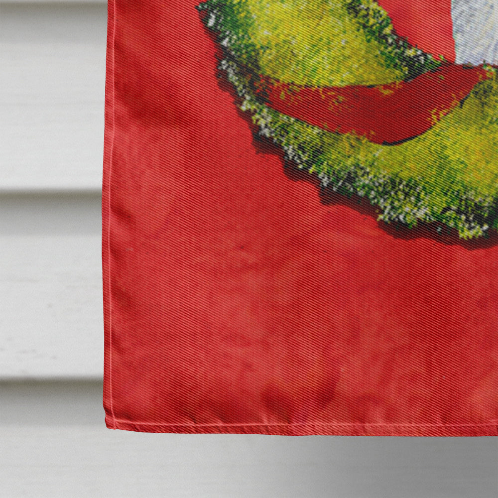 Jack Russell Terrier Cristmas Wreath House Flag 28x40 Porch Sleeve Pole Decorative Outside Yard Banner Artwork Wall Hanging, Polyester
