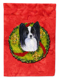 Papillon Cristmas Wreath House Flag 28x40 Porch Sleeve Pole Decorative Outside Yard Banner Artwork Wall Hanging, Polyester