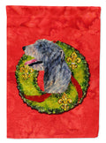 Irish Wolfhound Cristmas Wreath House Flag 28x40 Porch Sleeve Pole Decorative Outside Yard Banner Artwork Wall Hanging, Polyester