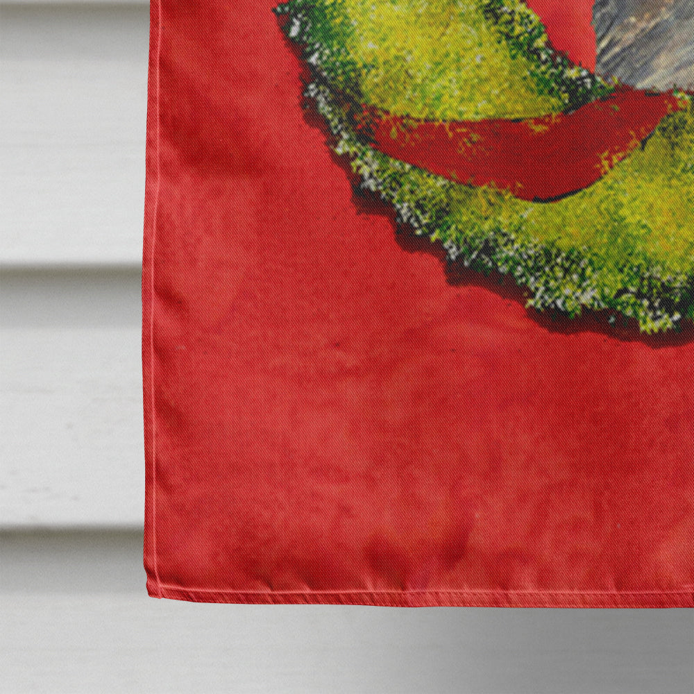 Irish Wolfhound Cristmas Wreath House Flag 28x40 Porch Sleeve Pole Decorative Outside Yard Banner Artwork Wall Hanging, Polyester