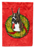 Brindle Boxer Cristmas Wreath House Flag 28x40 Porch Sleeve Pole Decorative Outside Yard Banner Artwork Wall Hanging, Polyester