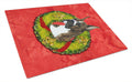 Brindle Boxer Cristmas Wreath Cutting Board Tempered Glass Kitchen Cutting Surface, Heat Resistant Chopping, Non-Slip Feet, Food Prep & Serving