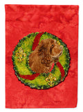 Sussex Spaniel Cristmas Wreath House Flag 28x40 Porch Sleeve Pole Decorative Outside Yard Banner Artwork Wall Hanging, Polyester