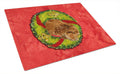 Sussex Spaniel Cristmas Wreath Cutting Board Tempered Glass Kitchen Cutting Surface, Heat Resistant Chopping, Non-Slip Feet, Food Prep & Serving