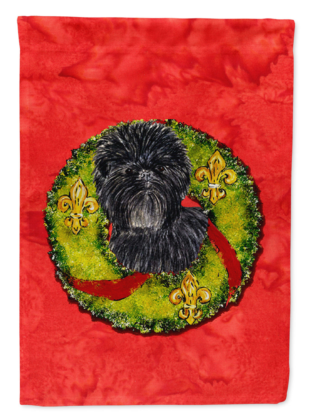 Affenpinscher Cristmas Wreath House Flag 28x40 Porch Sleeve Pole Decorative Outside Yard Banner Artwork Wall Hanging, Polyester