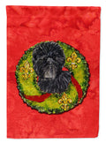 Affenpinscher Cristmas Wreath House Flag 28x40 Porch Sleeve Pole Decorative Outside Yard Banner Artwork Wall Hanging, Polyester