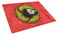 Tibetan Mastiff Cristmas Wreath Cutting Board Tempered Glass Kitchen Cutting Surface, Heat Resistant Chopping, Non-Slip Feet, Food Prep & Serving