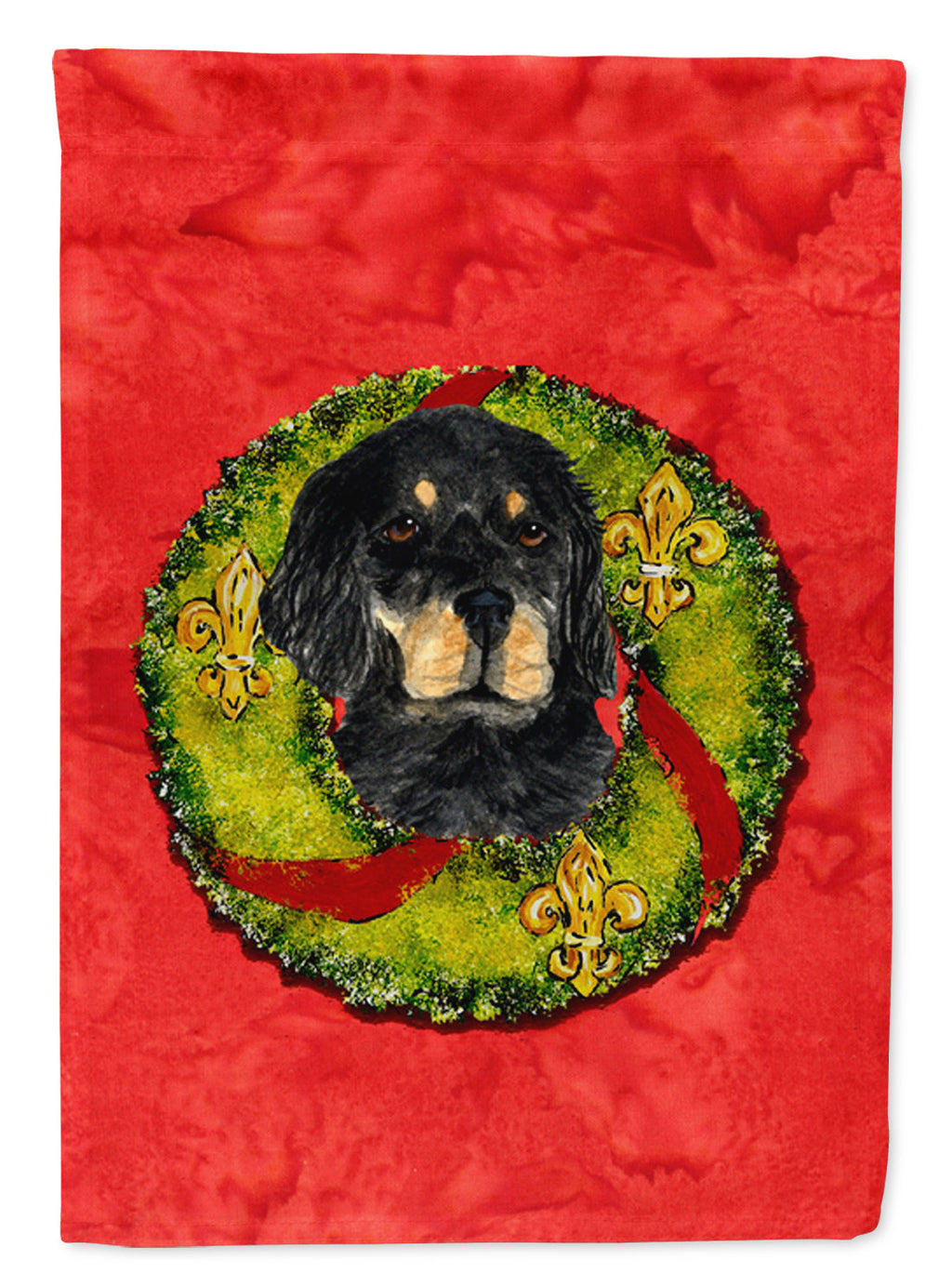 Gordon Setter Cristmas Wreath House Flag 28x40 Porch Sleeve Pole Decorative Outside Yard Banner Artwork Wall Hanging, Polyester