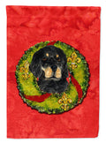 Gordon Setter Cristmas Wreath House Flag 28x40 Porch Sleeve Pole Decorative Outside Yard Banner Artwork Wall Hanging, Polyester