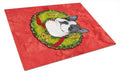 Boston Terrier Cristmas Wreath Cutting Board Tempered Glass Kitchen Cutting Surface, Heat Resistant Chopping, Non-Slip Feet, Food Prep & Serving