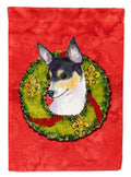 Fox Terrier Cristmas Wreath House Flag 28x40 Porch Sleeve Pole Decorative Outside Yard Banner Artwork Wall Hanging, Polyester