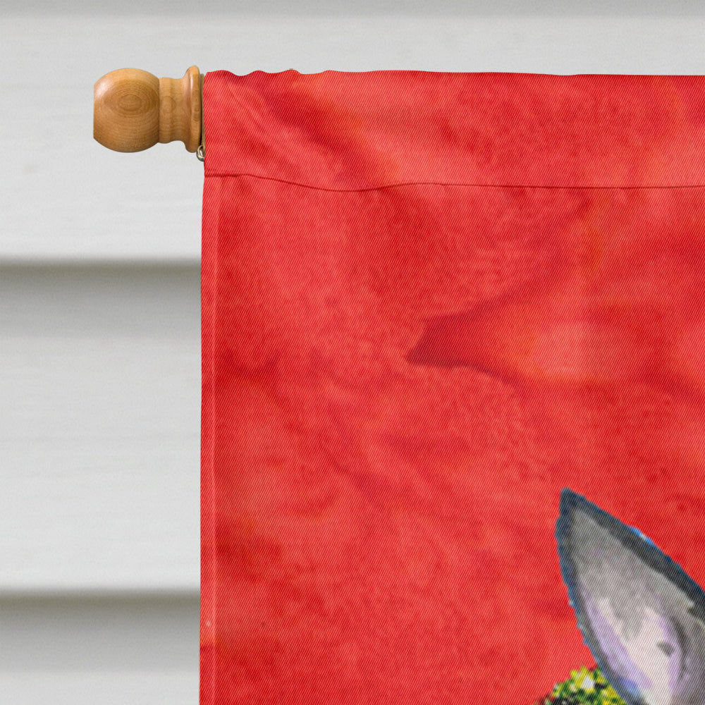 Fox Terrier Cristmas Wreath House Flag 28x40 Porch Sleeve Pole Decorative Outside Yard Banner Artwork Wall Hanging, Polyester