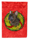 Brindle French Bulldog Cristmas Wreath House Flag 28x40 Porch Sleeve Pole Decorative Outside Yard Banner Artwork Wall Hanging, Polyester