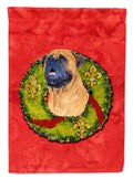 Bullmastiff Cristmas Wreath House Flag 28x40 Porch Sleeve Pole Decorative Outside Yard Banner Artwork Wall Hanging, Polyester