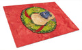 Bullmastiff Cristmas Wreath Cutting Board Tempered Glass Kitchen Cutting Surface, Heat Resistant Chopping, Non-Slip Feet, Food Prep & Serving