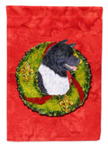Akita Cristmas Wreath House Flag 28x40 Porch Sleeve Pole Decorative Outside Yard Banner Artwork Wall Hanging, Polyester